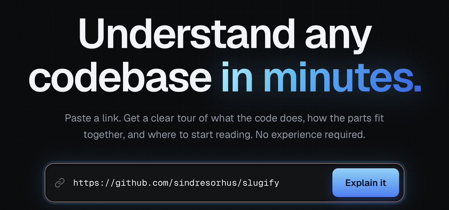 Repo Explainer giving a plain-English tour of a GitHub project